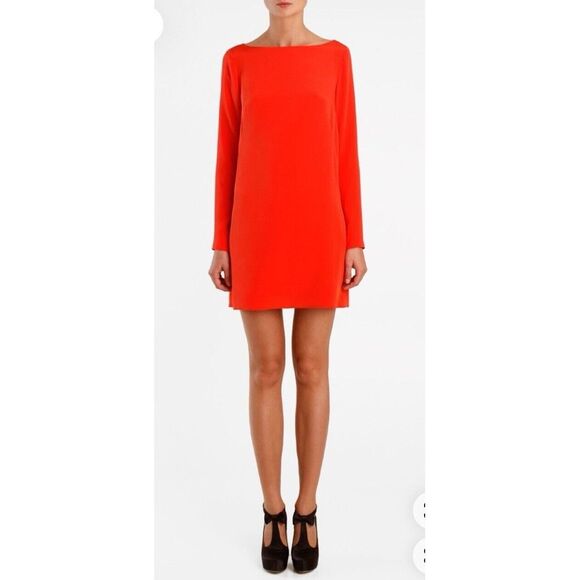 Tibi Long-Sleeve Crepe Mini Cocktail Dress Red Zipper Valentine sz 12 NWT $495 - Picture 1 of 16